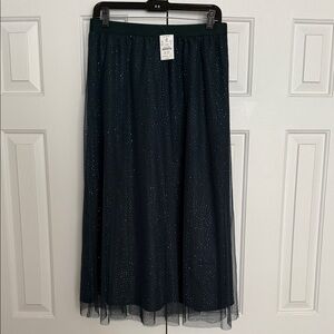J. Crew Dark Green Sparkle Maxi Skirt